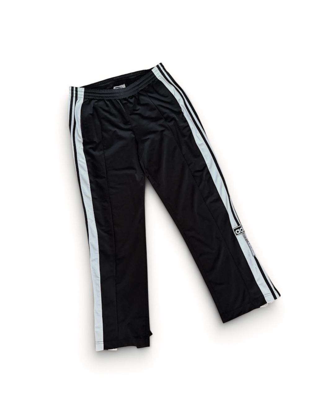 Adidas Black Snap Off Track Pants with White Side Stripes